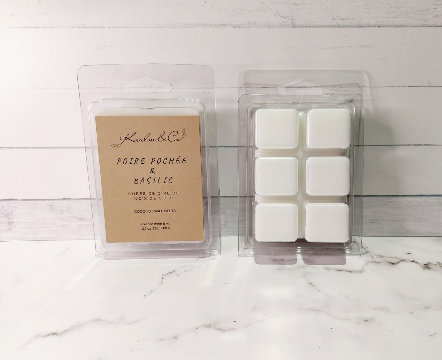 Cubes de cire - Poire pochée et Basilic