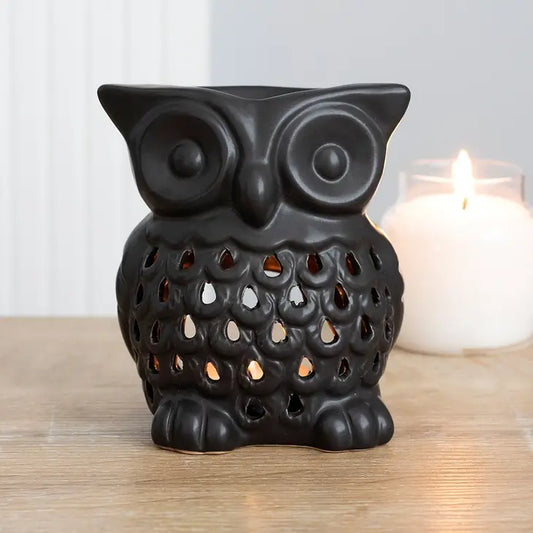 Brûleur de cire à lampion (Hibou) - Noir mat