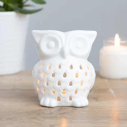 Brûleur de cire à lampion (Hibou) - Blanc