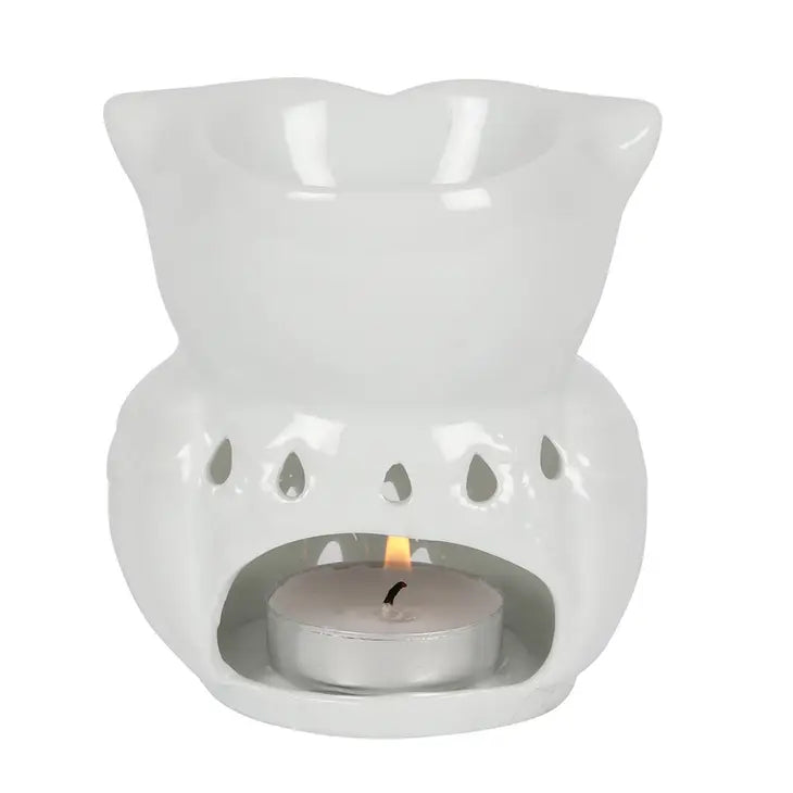 Brûleur de cire à lampion (Hibou) - Blanc