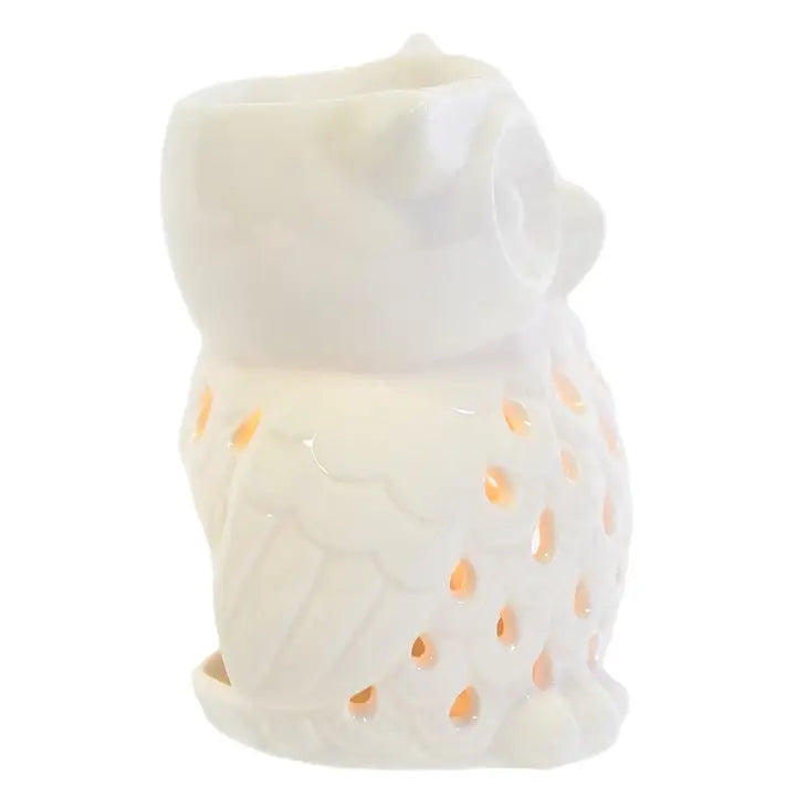 Brûleur de cire à lampion (Hibou) - Blanc