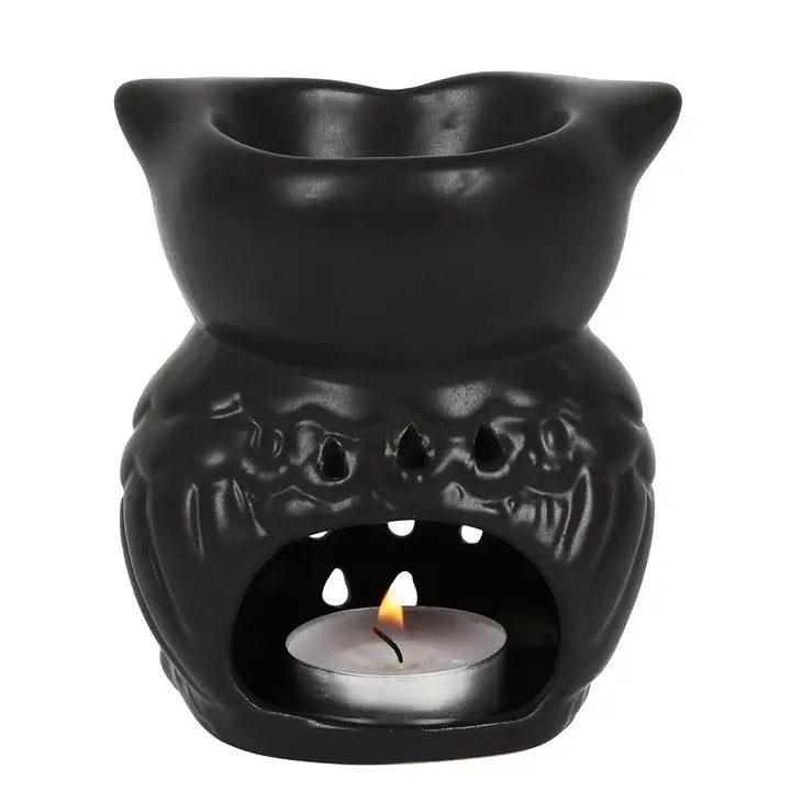 Brûleur de cire à lampion (Hibou) - Noir mat