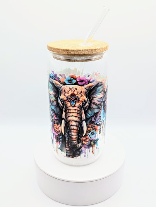 Verre 16 oz - Éléphant boho